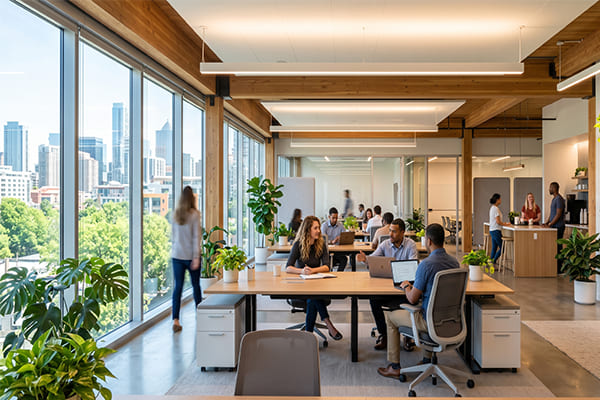 A healthy office environment with natural-looking smart lighting